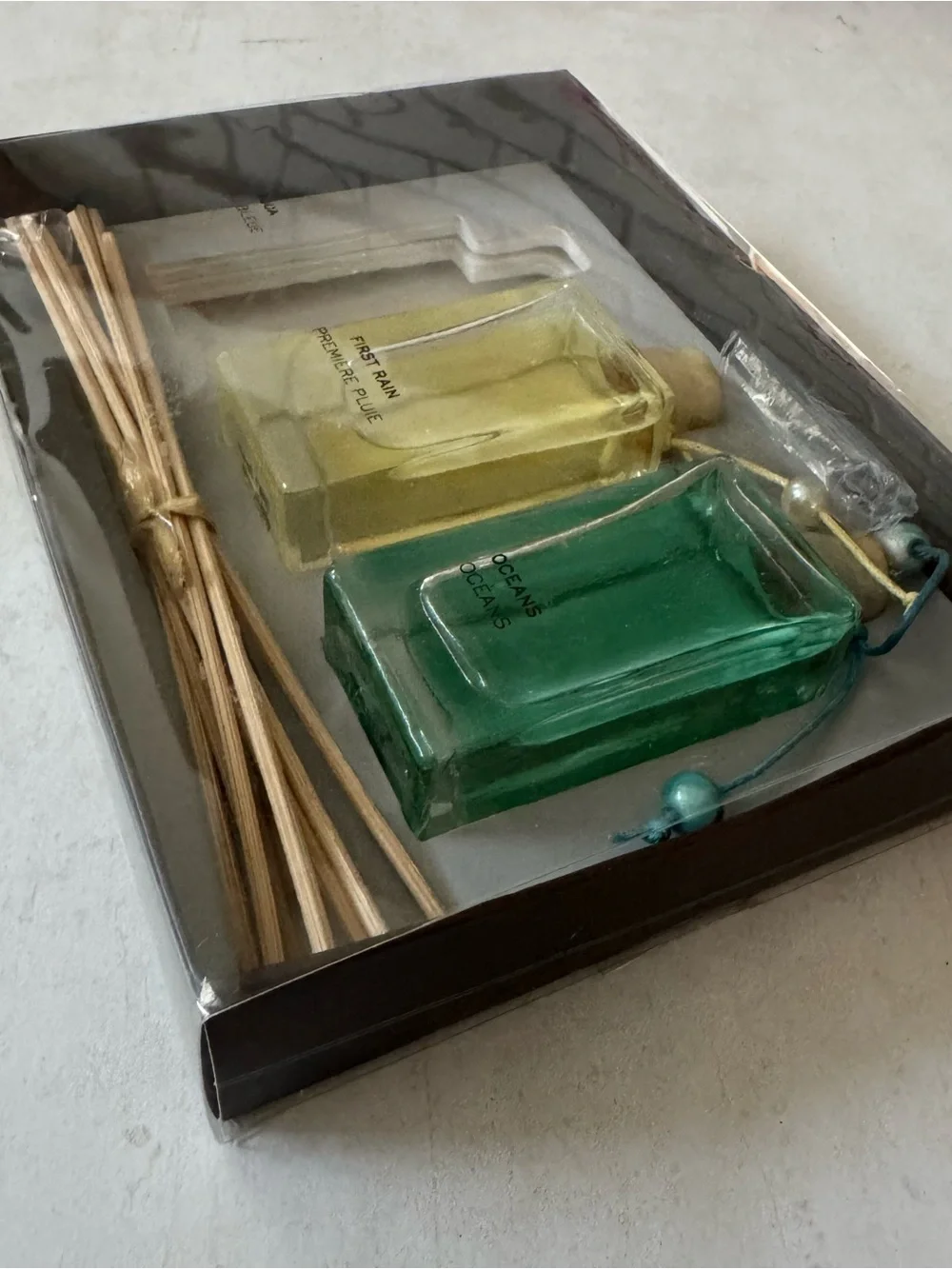 Pier 1 Imports Reed Diffuser Gift Set of 2 Oceans and First Rain Scent